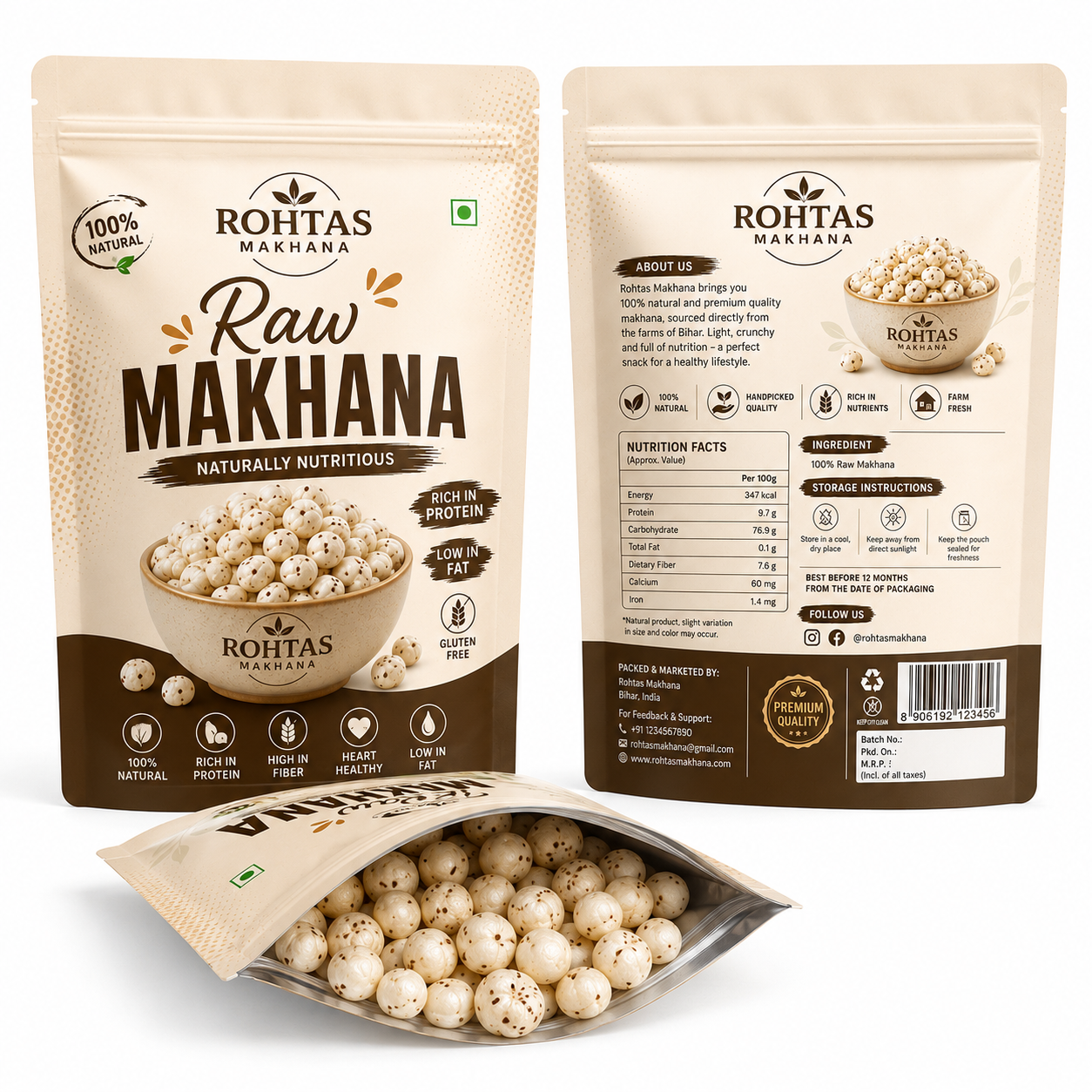 Rohtas 4 suta Raw Makhana