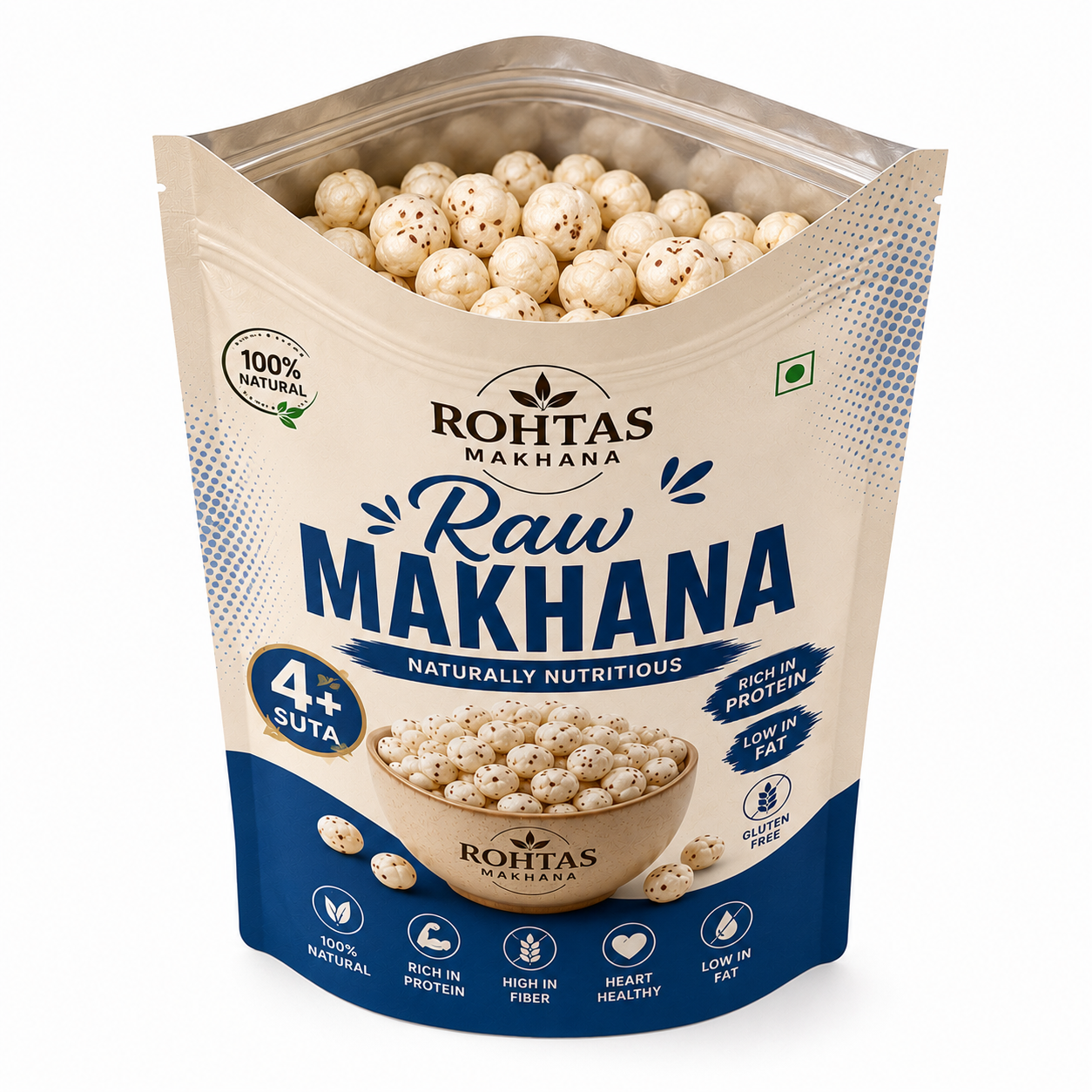 Rohtas 4+ Suta Raw Makhana