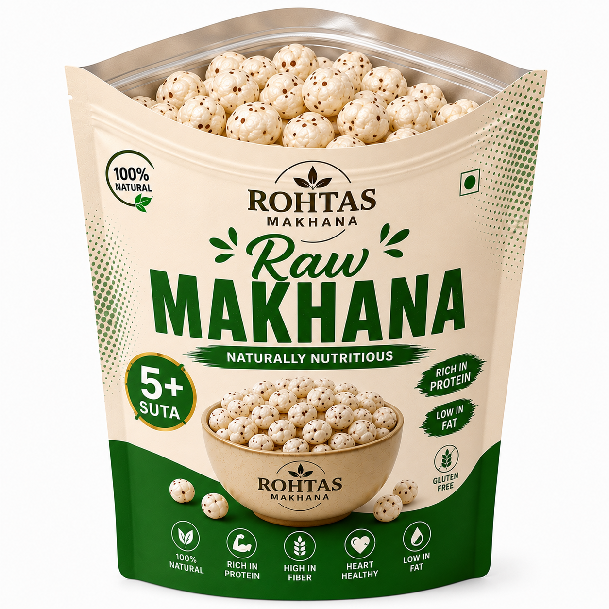 Rohtas 5+ (Plus) Raw Makhana