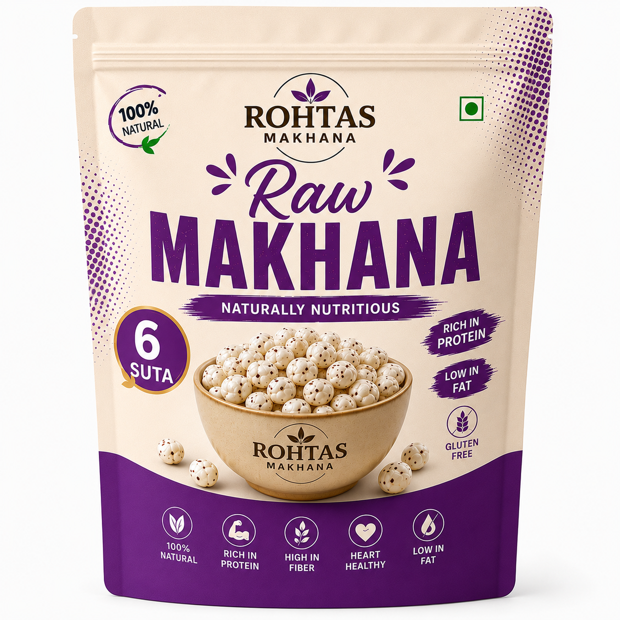 Rohtas 6 Suta Raw Makhana